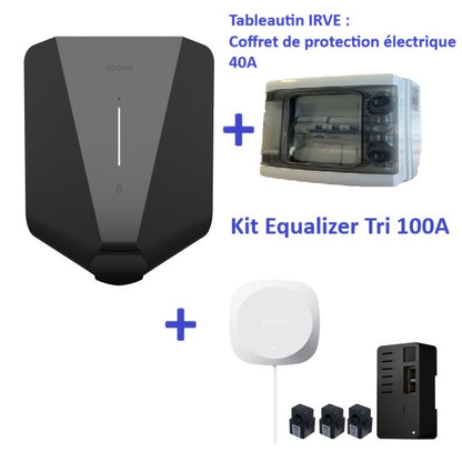 Pack Easee Core +Kit de gestion de charge Equalizer TRI 100A + Protection électrique